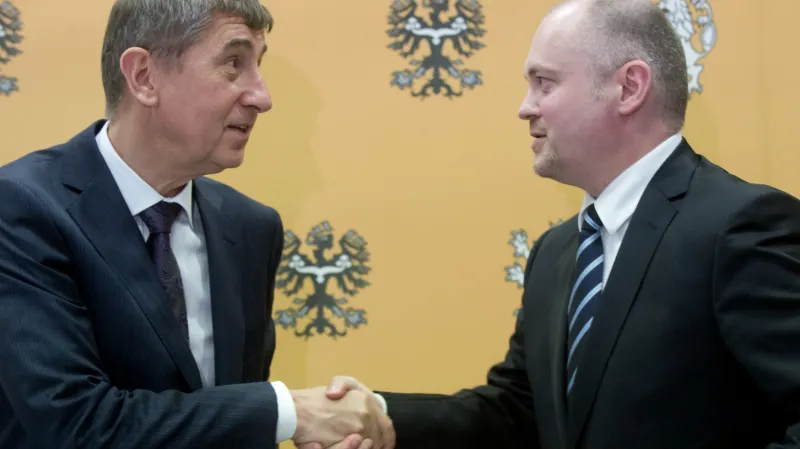 Ministr financí Andrej Babiš s hejtmanem Jihomoravského kraje Michalem Haškem