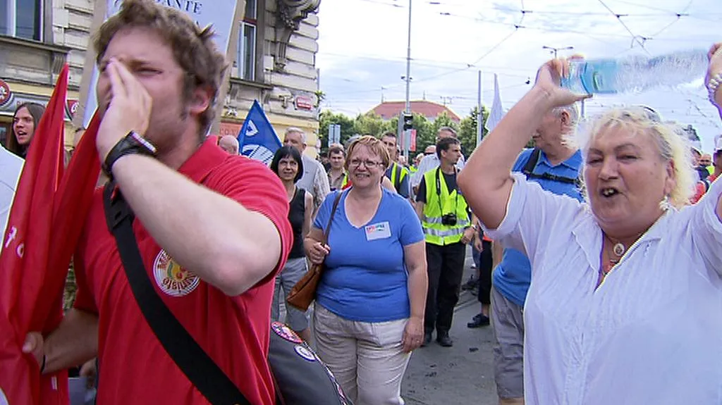 Protestující odboráři