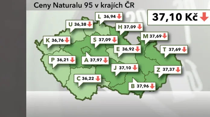 Ceny Naturalu 95 v ČR k 1. listopadu 2012
