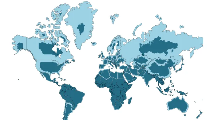 Mapa světa v Mercatorově projekci porovnaná se skutečnou relativní rozlohou států