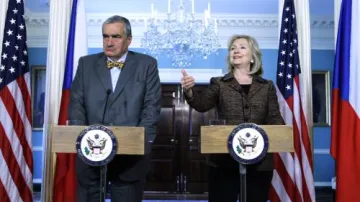 Tisková konference Karla Schwarzenberga a Hillary Clintonové