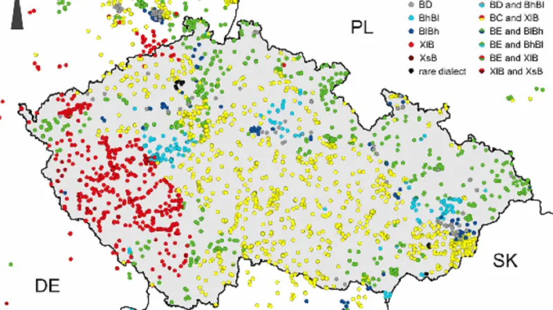 Mapa dialektů našich strnadů