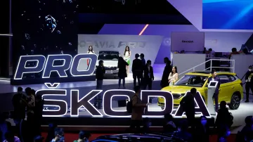 Škoda Auto na autosalonu v Šanghaji během dne pro novináře (snímek je z dubna 2021)