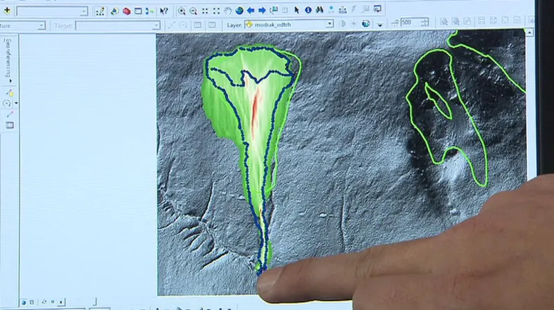 Počítačový model dosahu laviny v Modrém dole (Jan Blahůt)