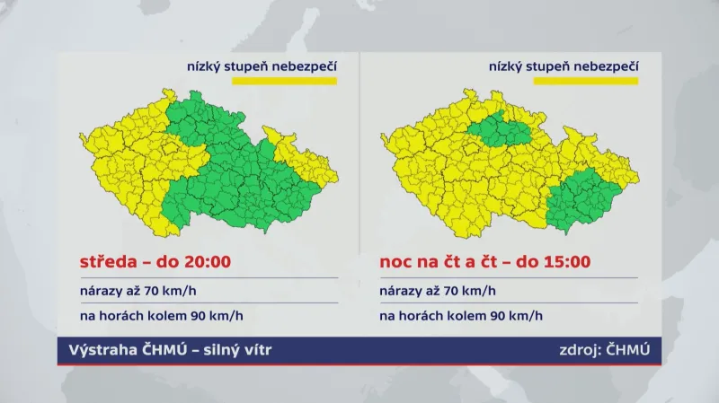 Výstraha na silný vítr 4. a 5. 1. 2023