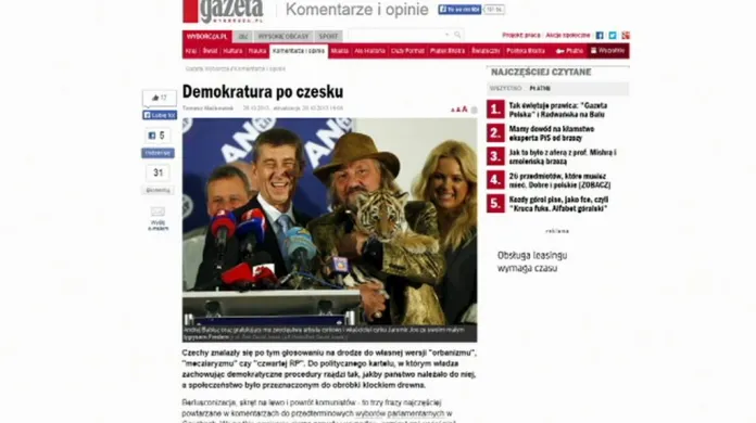 Polský list Gazeta o volbách v ČR