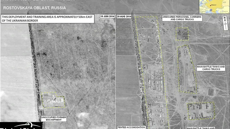 NATO zveřejnilo satelitní snímky dokazující přítomnost ruských jednotek na Ukrajině