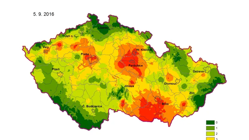 Míra ohrožení půdním suchem ve vrstvě 0 až 100 cm