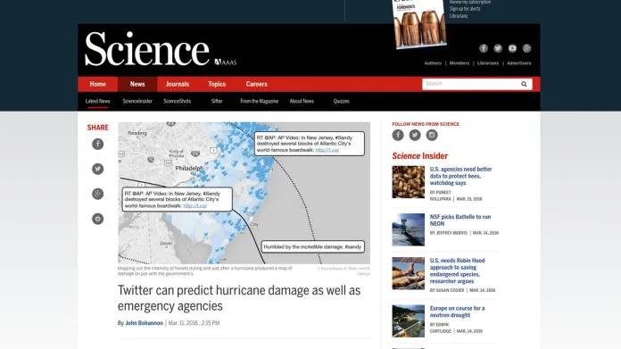 Článek o výzkumu australských vědců o tom, jak může Twitter pomoci při katastrofách