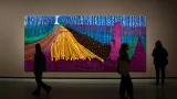 Obraz „Winter Timber, 2009“ britského malíře Davida Hockneyho, výstava „David Hockney 25“ v Paříži, duben 2025