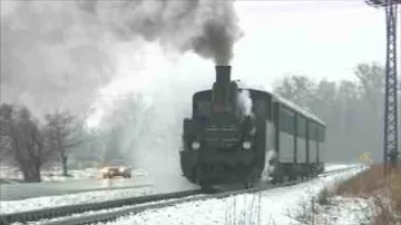 Parní lokomotiva u Rožnova pod Radhoštěm