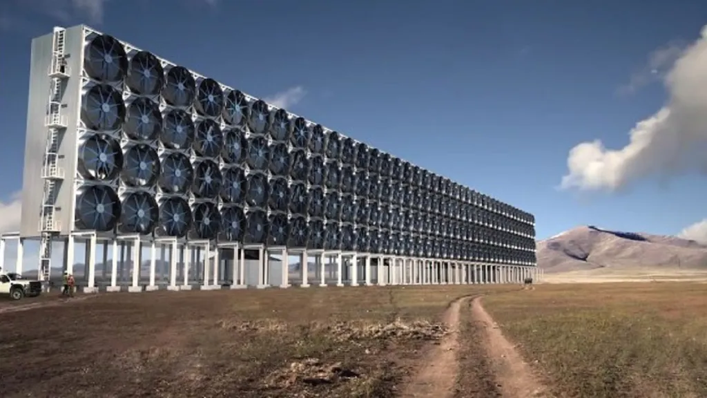 Umělecká představa budoucí továrny na odsávání CO2