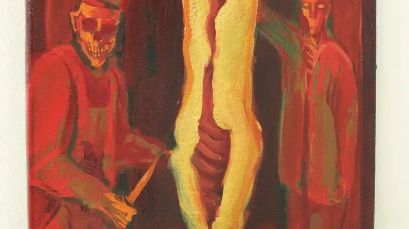 Z vernisáže výstavy obrazů "Zabijačka" v Boskovicích