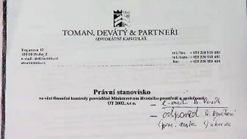 Posudek smlouvy o narovnání s Wolfovou firmou