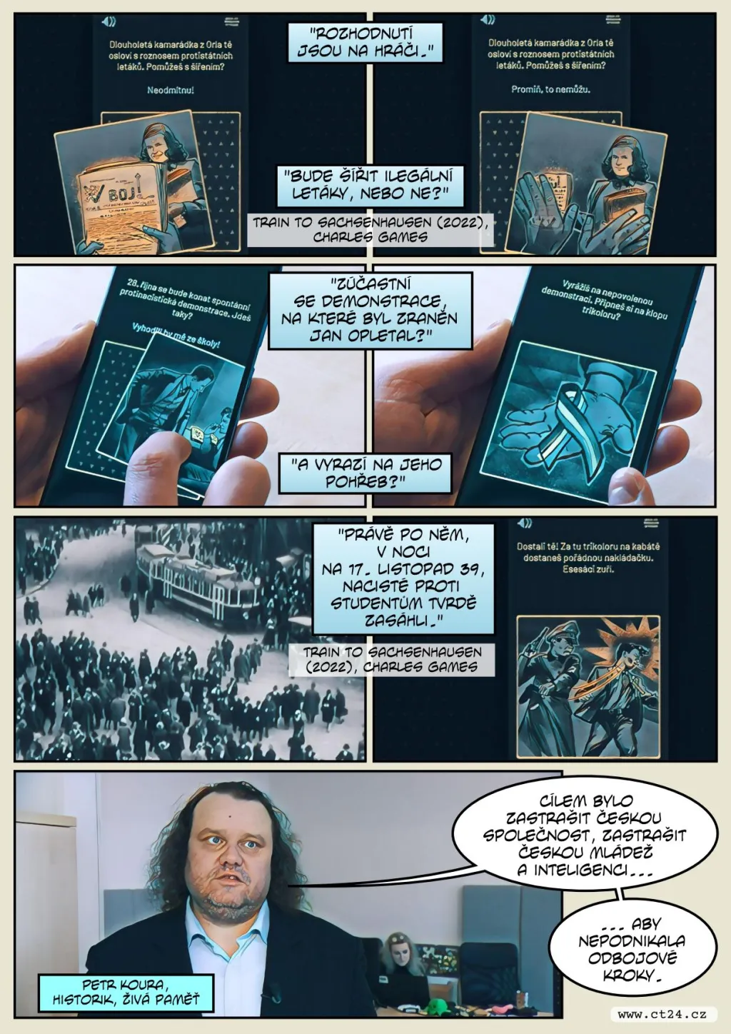 Hra o nacistickém útlaku studentů