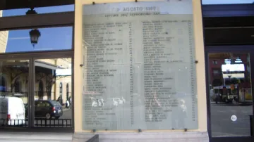 Památník obětem teroristický útok v Boloni v srpnu 1980