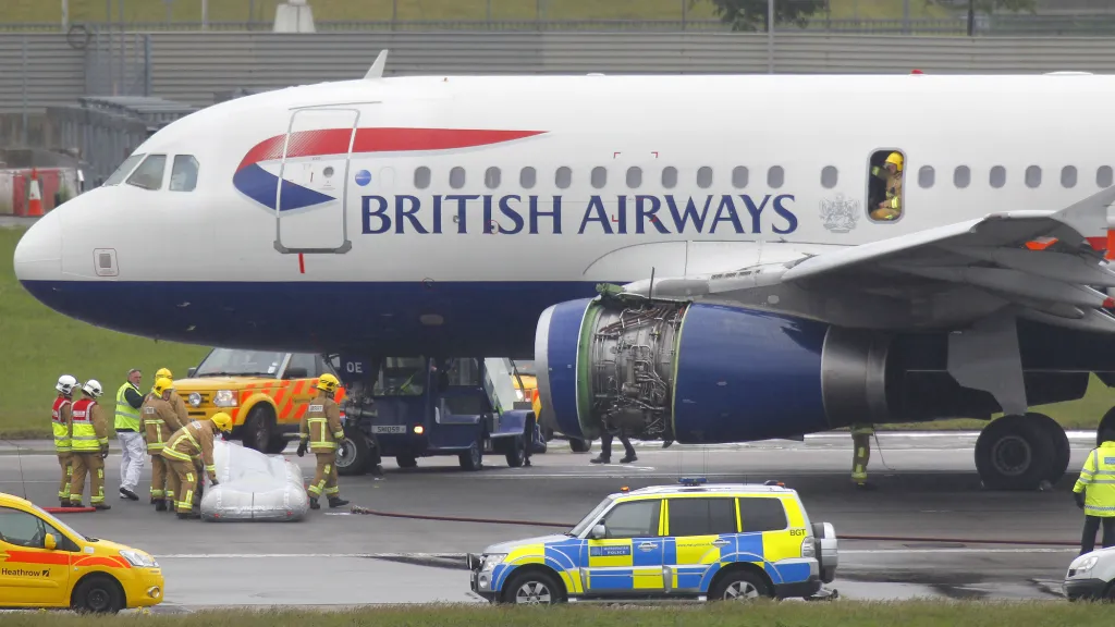 Poškozené letadlo British Airways
