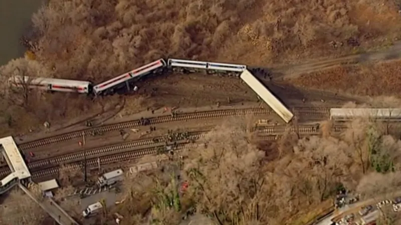 Vykolejený vlak v newyorském Bronxu