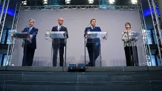 Tisková konference po dosažení dohody mezi CDU/CSU a SPD v rámci koaličních rozhovorů v Berlíně