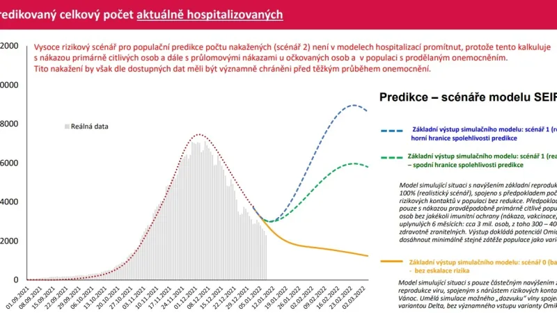 Předpokládaná zátěž nemocnic: bude se pohybovat mezi modrou a zelenou linkou