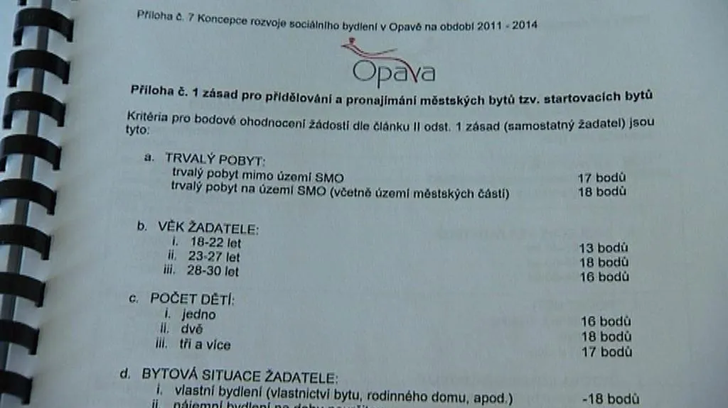Kritéria přidělování sociálních bytů