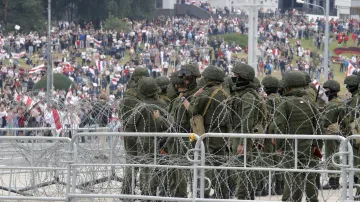 Protesty v Minsku volající po konci prezidenta Lukašenka, 23. srpna