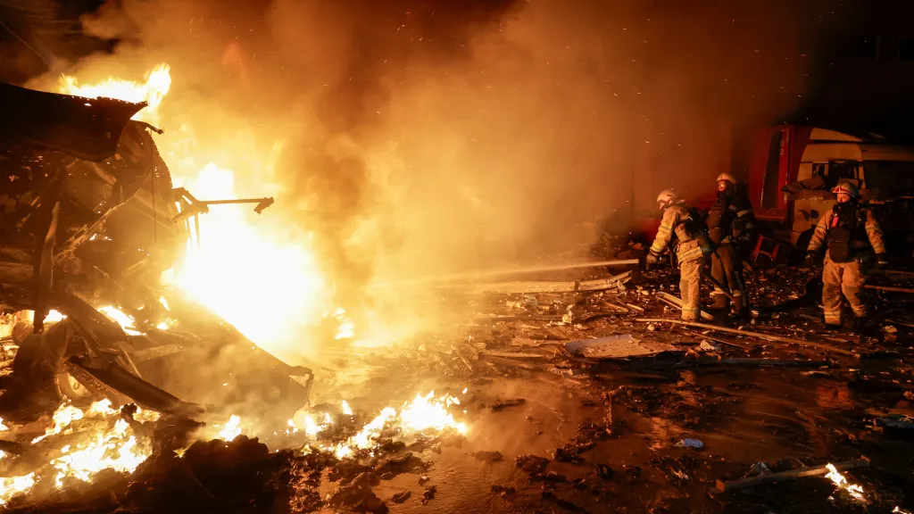 Následky ruského dronového útoku na Charkov (13. 1. 2026)