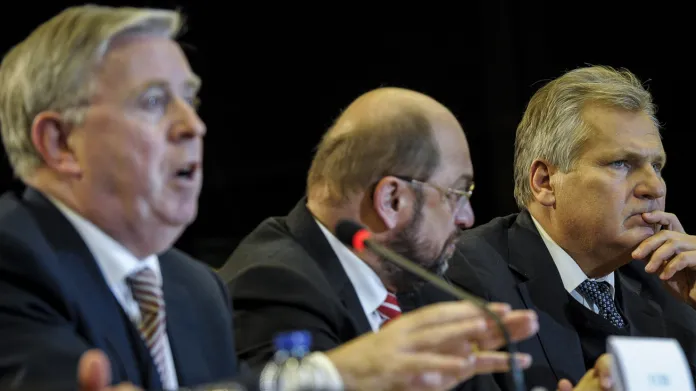 Pat Cox, Martin Schulz a Aleksander Kwaśniewski