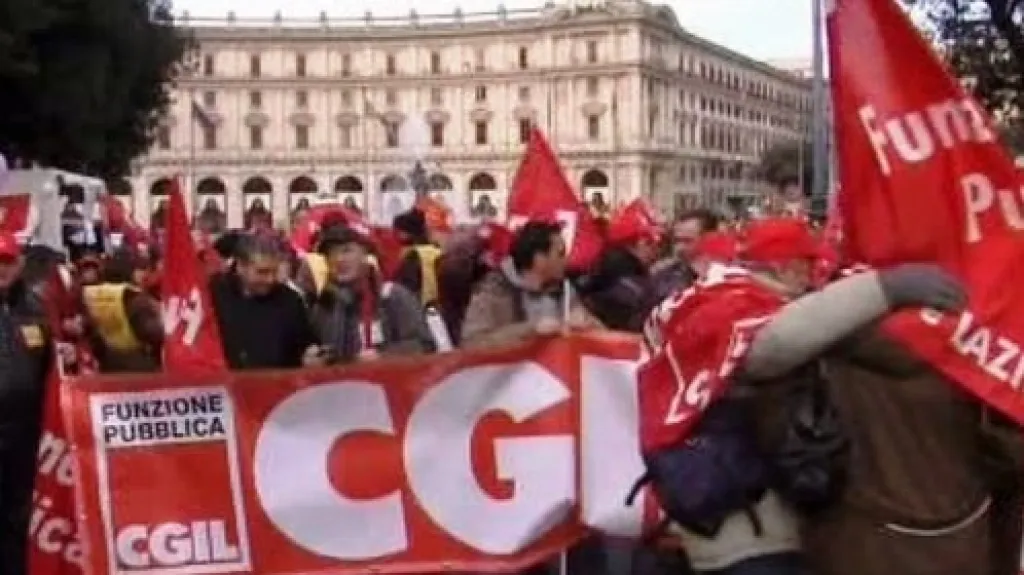Demonstrace italských odborářů