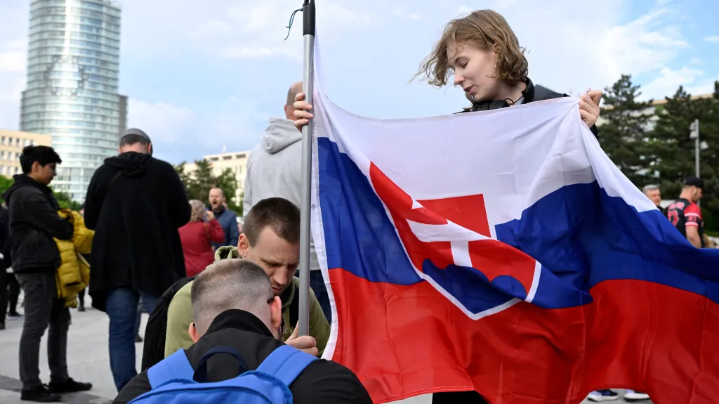 Slovenský protivládní protest (snímek z května 2024)
