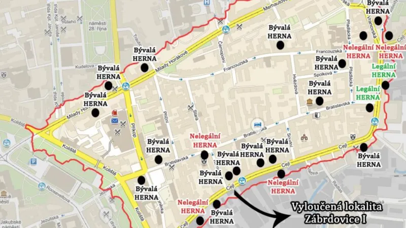 Herny z vyloučených lokalit v Brně téměř zmizely