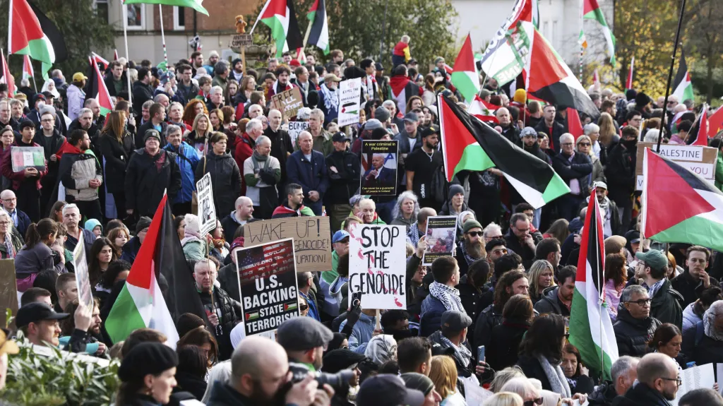 Demonstrace na podporu Palestiny v Belfastu