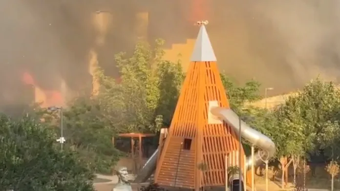 Požár v ruském Derbentu
