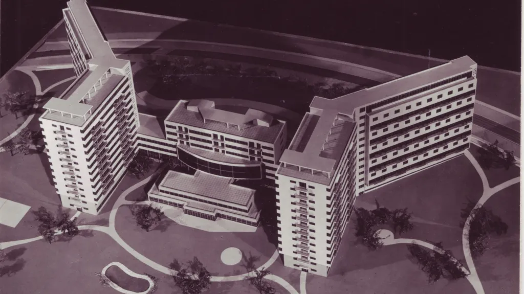Kolektivní dům v Litvínově (Václav Hilský, Evžen Linhart) – model, 1947