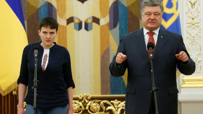 Projev prezidenta Porošenka a Naděždy Savčenkové