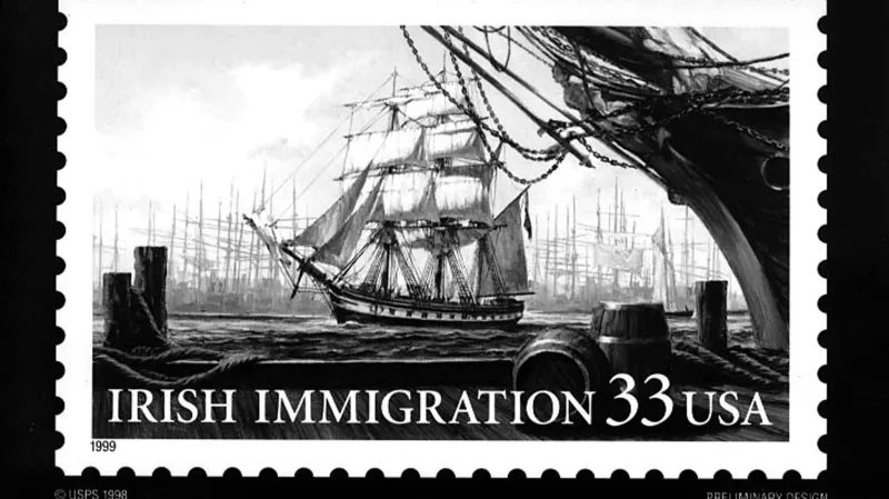 Upomínka na masovou migraci Irů do USA