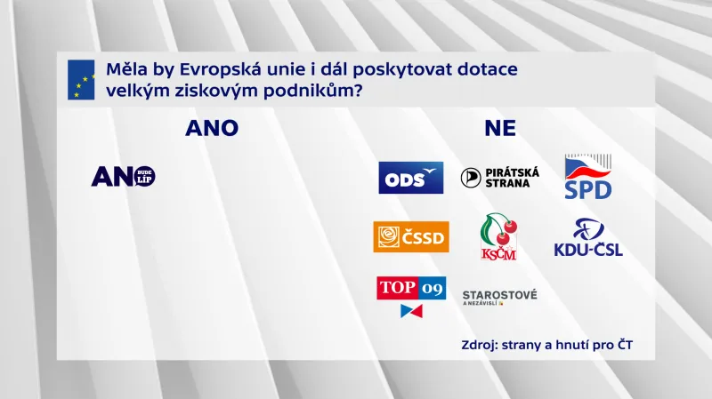 Měla by Evropská unie i dál poskytovat dotace velkým ziskovým podnikům?