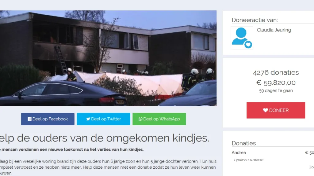 Sbírka pro Čechy, kteří přišli při požáru v Nizozemsku o dvě děti