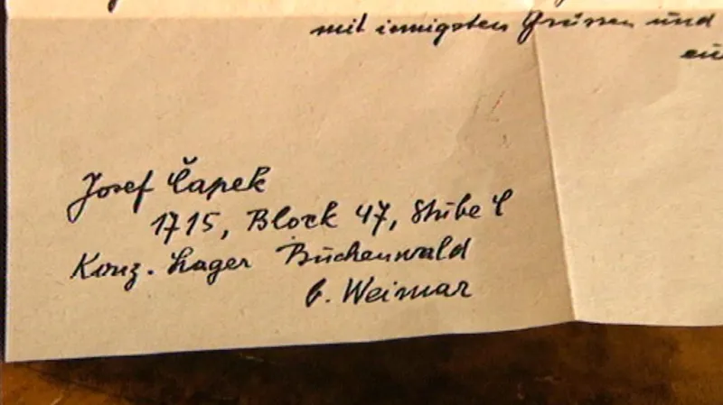 Podpis Josefa Čapka na dopisu z koncentračního tábora