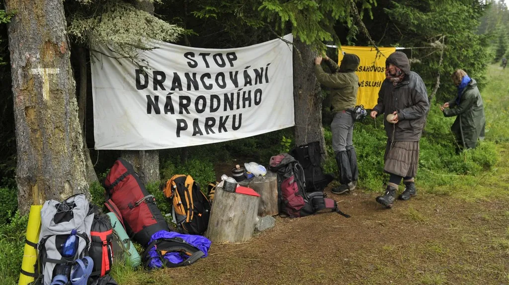 Blokáda ekologických aktivistů na Šumavě