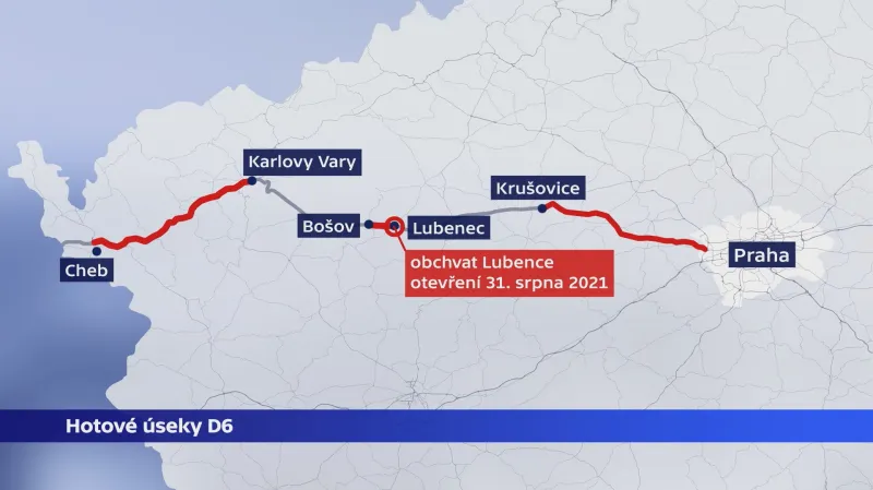 Hotové úseky dálnice D6