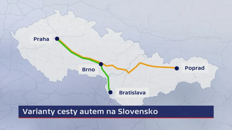 Varianty cesty autem z ČR na Slovensko