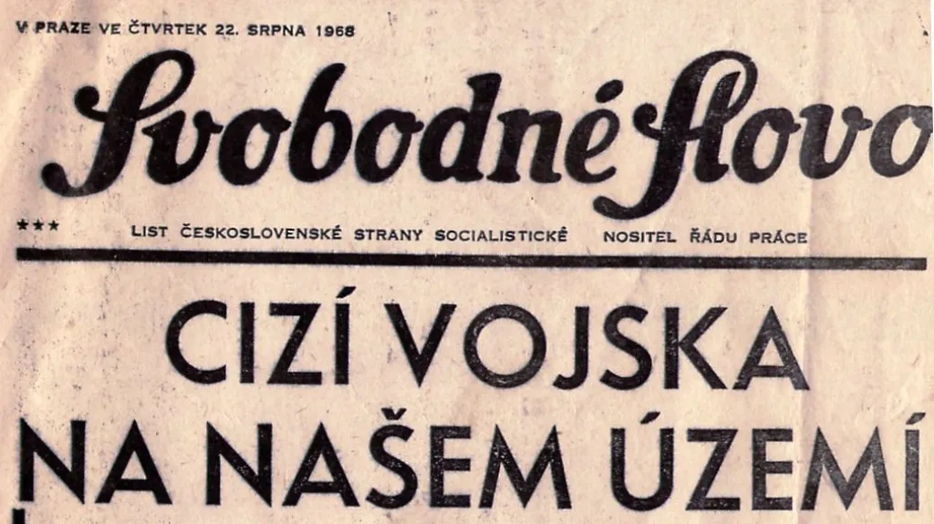 Titulní strana novin krátce po invazi