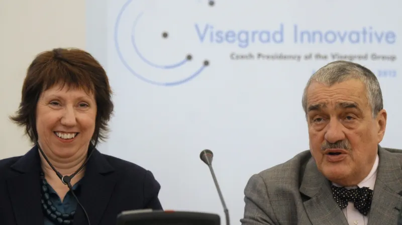 Catherine Ashtonová a Karel a Schwarzenberg