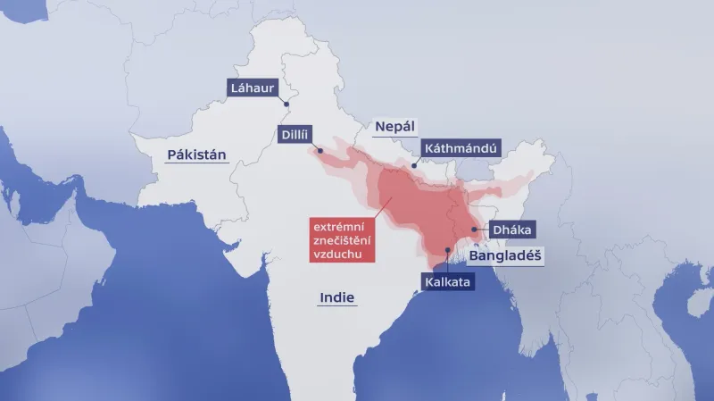 Znečištěné pásmo na severu Indie