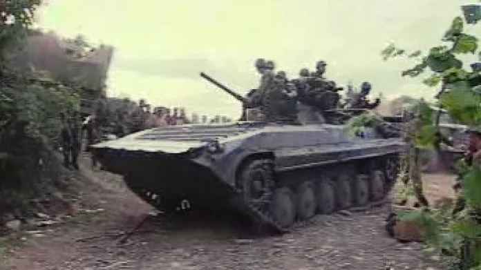 Bojové vozidlo pěchoty na rusko-gruzínských hranicích.