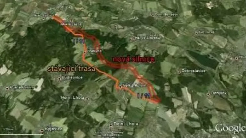 Stávající a nová cesta mezi Ostravou a Opavou