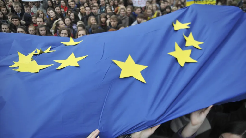Demonstrace Ukrajinců na podporu integrace s EU