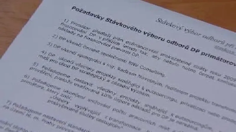 Požadavky stávkového výboru DPP