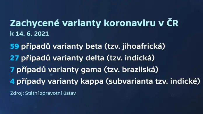 Zachycené varianty koronaviru v Česku